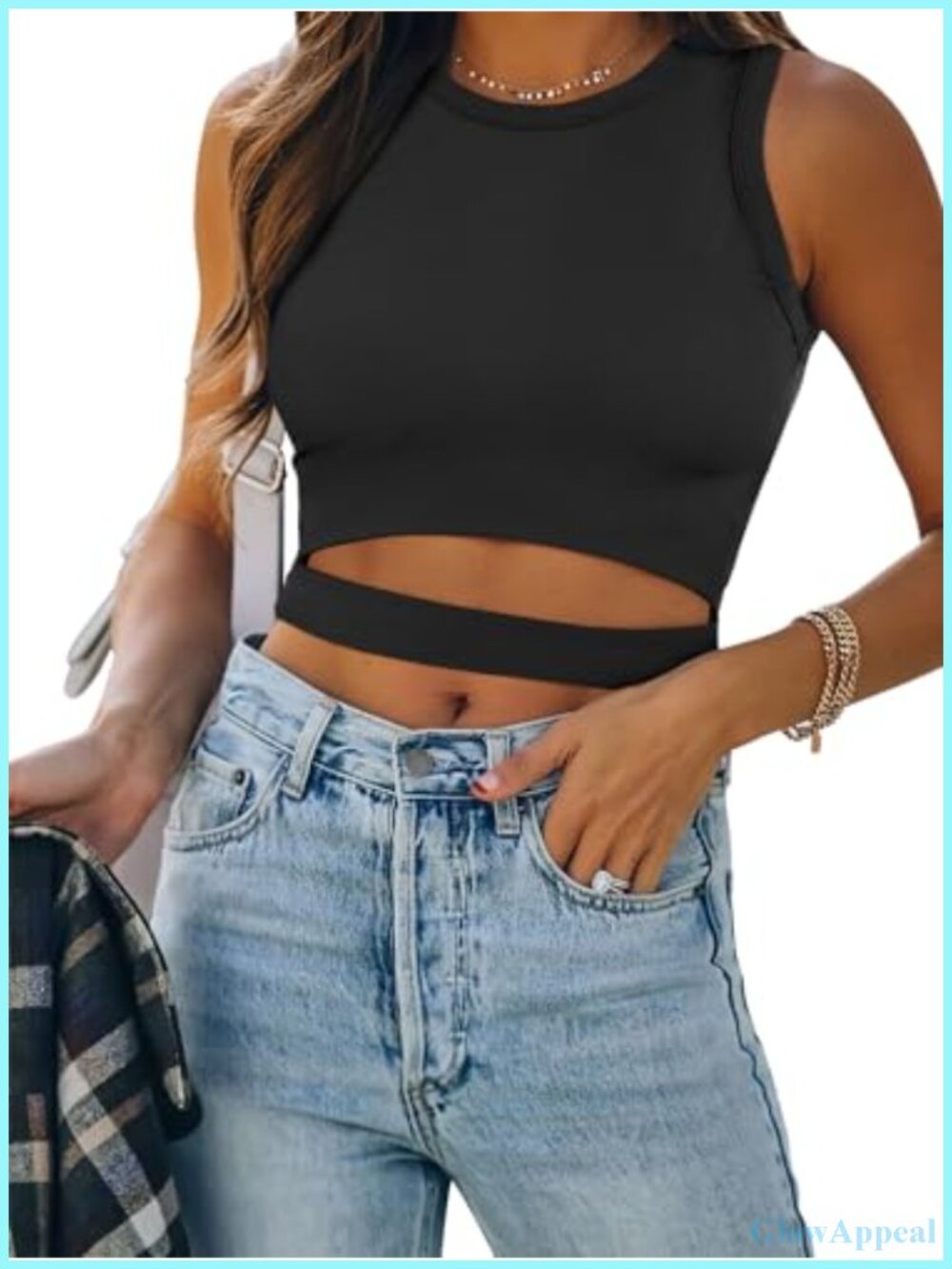 Womens Cutout Crop Tank Top Slim Fit Sleeveless Going Out Summer Top